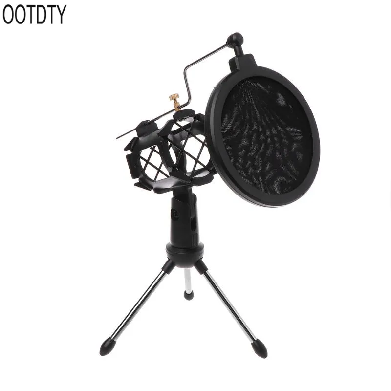 

Professional Mic Stand Tripod Microphone Holder Adjustable Windscreen Acoustic Filter Bracket Support Rod Shield Audio Studi