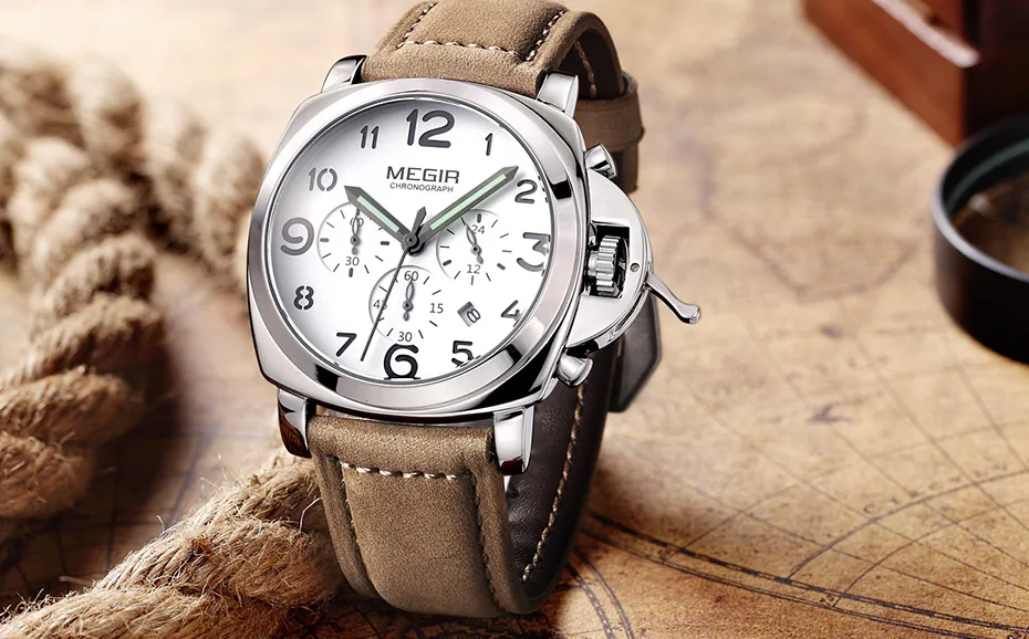 MEGIR оригинальный Для мужчин часы лучший бренд класса люкс кварцевые часы Нержавеющая сталь ремень Водонепроницаемый Наручные часы Relogio