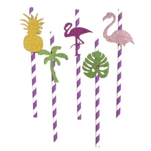 10 шт. Гавайская тема декоративная соломенная бумага питьевой набор соломинок для вечеринок Реквизит для фотографий(смешанный принт