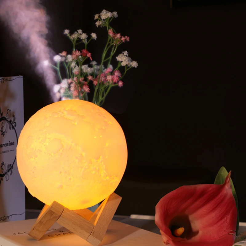 

New 880ML Air Humidifier 3D Moon Lamp light Diffuser Aroma Essential Oil USB Ultrasonic Humidificador Night Cool Mist Purifier