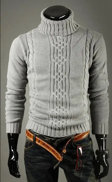 Мужской пуловер мужской брендовый Повседневный тонкий свитер мужской однотонный жаккардовый свитер с высоким отворотом Хеджирование мужской свитер XXL STAA - Цвет: Gray