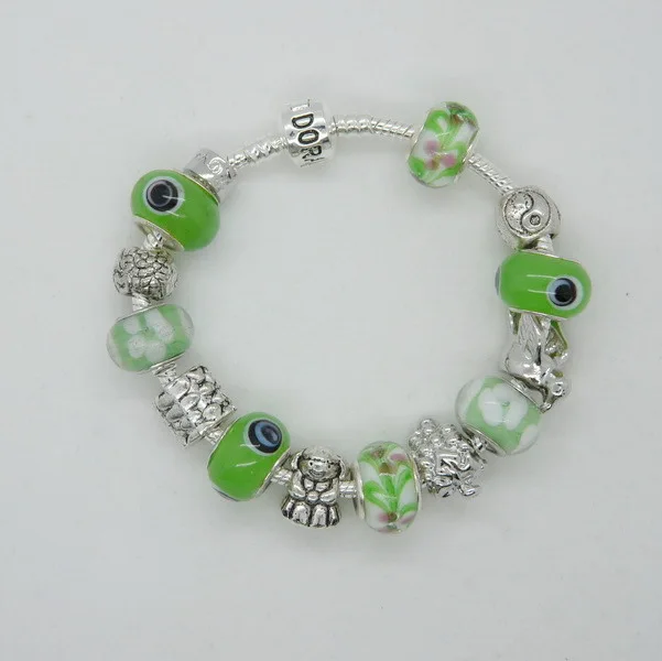 PN249 Sterling Silver Jewelry Glass Bead Bird Charm Bracelet Classic European Brand Bracelets &amp Bangles For Women Gifts | Украшения и