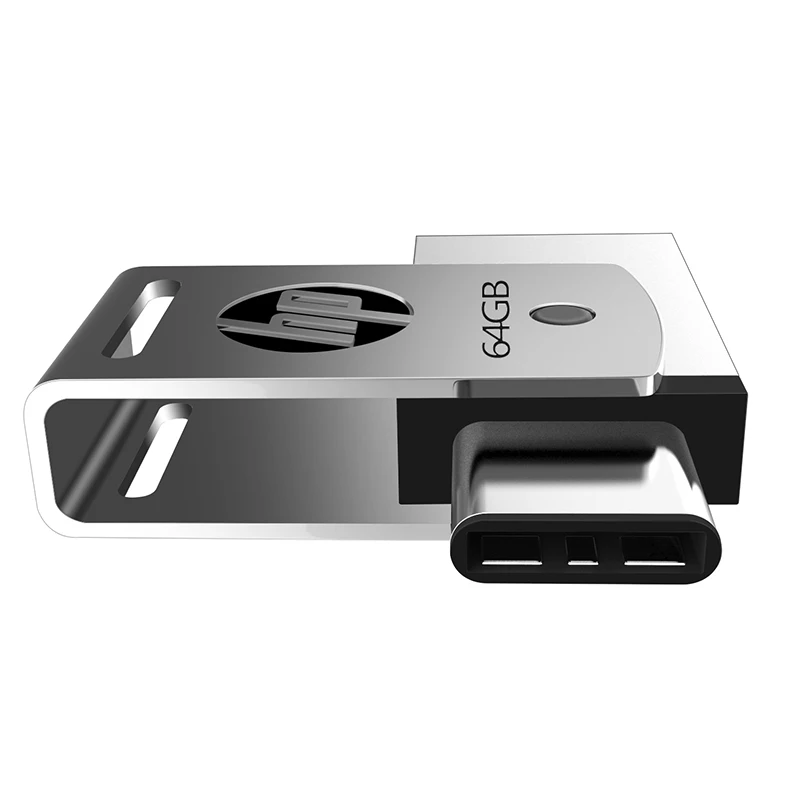 Топ hp USB3.1 X5000M металлический OTG type-C USB флэш-накопитель для смартфона/планшета/ПК 16 ГБ 32 ГБ 64 ГБ Флешка Mini U Stick диск на ключе - Цвет: Серебристый