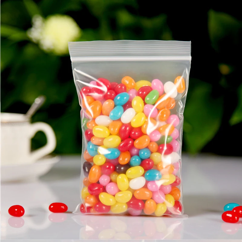 

100pcs/lot Small Transparent Plastic Bags White Grip Self Press Seal Pouches Retail Zip Lock Clear Cookie Cake Candy Bags