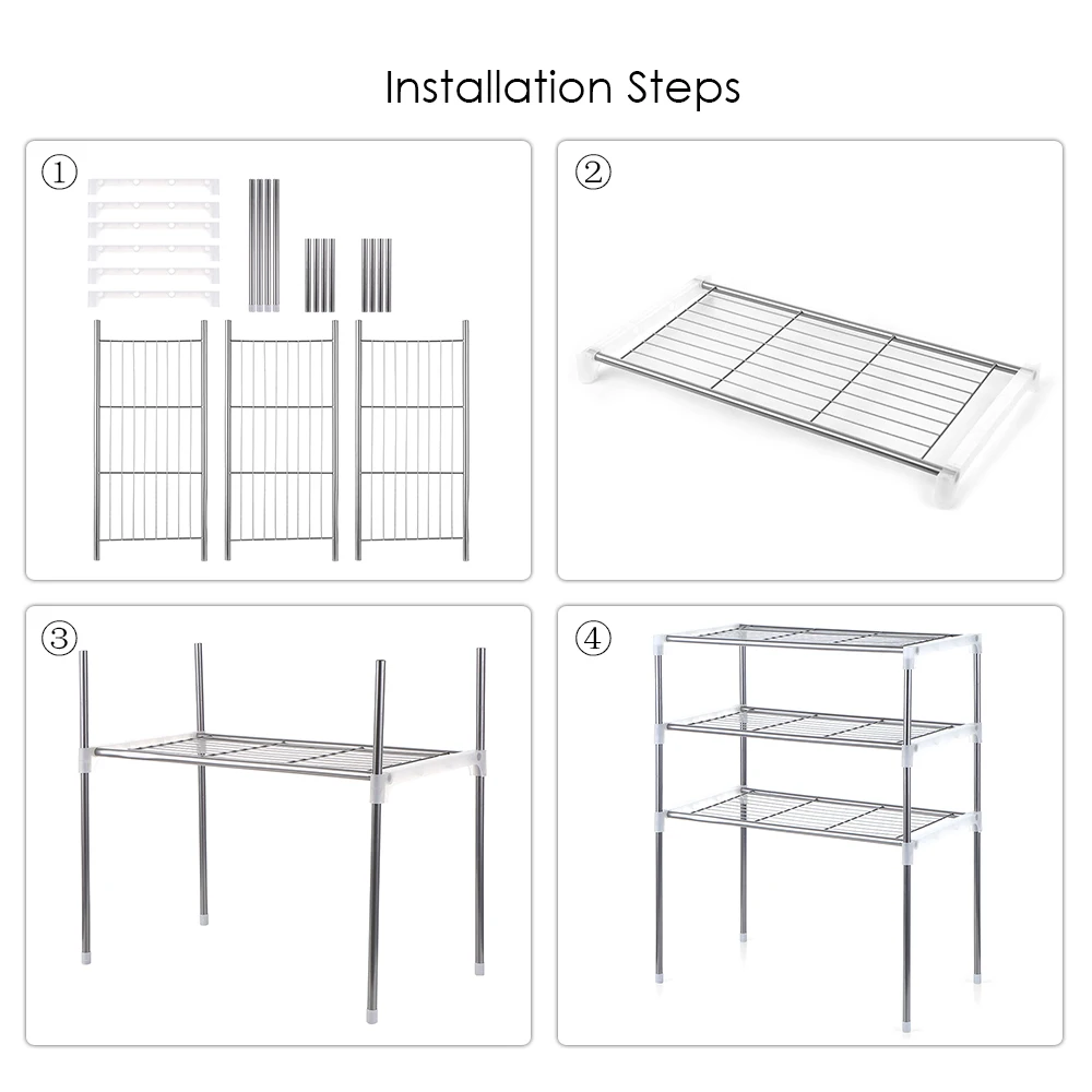 

Unit 2/3-Tier Multi-functional Kitchen Storage Shelf Table Rack Microwave Oven Shelving Bathroom Book Shelf