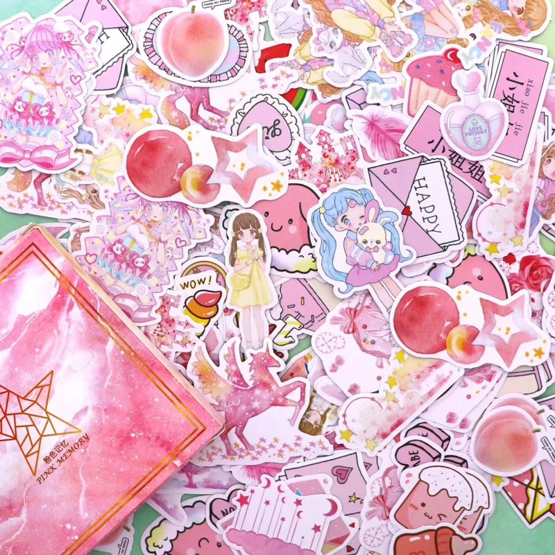 200pcs/Box Kawaii Stickers Cute Girl Food Series Stickers Planner Scrapbooking Stationery Japanese Diary Stickers 50 sheets kawaii bear rabbit girl material sticker book decorative scrapbooking diy label diary stationery album journal planner