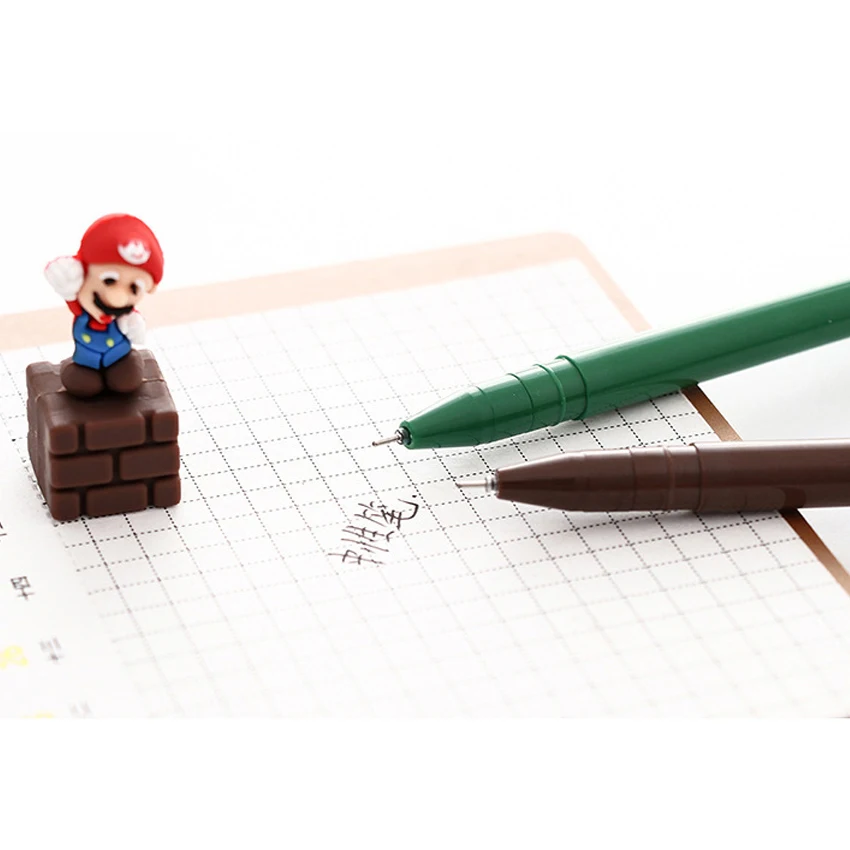 30 шт./лот, милая мультипликационная гелевая ручка Супер Марио, новинка, 3D подарок, канцелярские принадлежности, школьный студенческий приз, школьные принадлежности