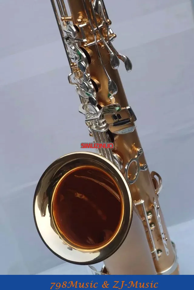 Профессиональный пятнистый Золотой корпус-позолоченный колокольчик и ключи с серебристым напылением-тенор-саксофон высокий F# Saxofon чехол