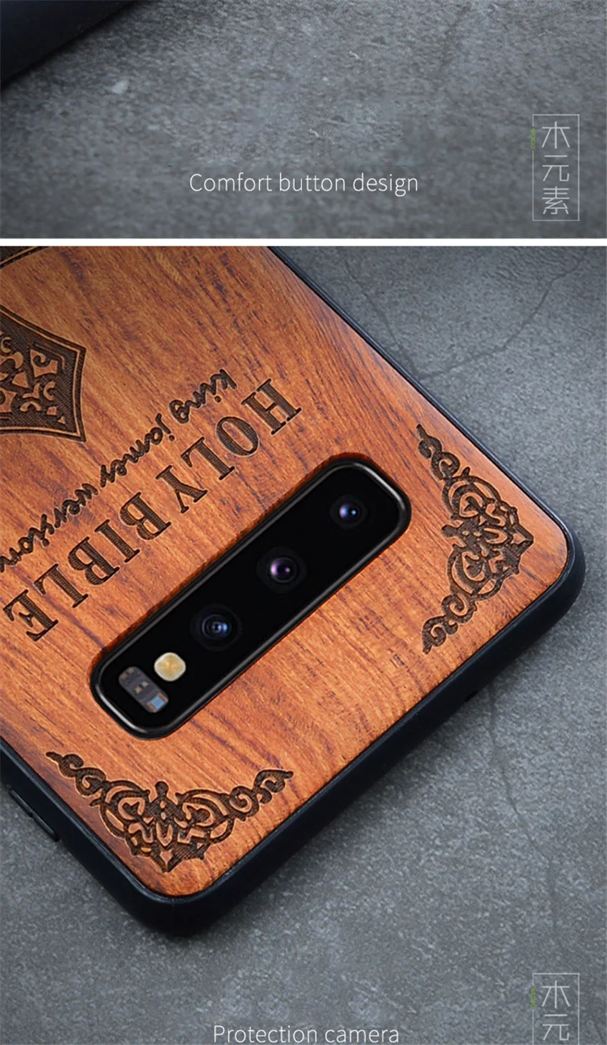 New Phone Case for Samsung s10 Samsung s10 plus Wood Back TPU Bumper Case For Samsung Galaxy s10 Phone Cover (7)