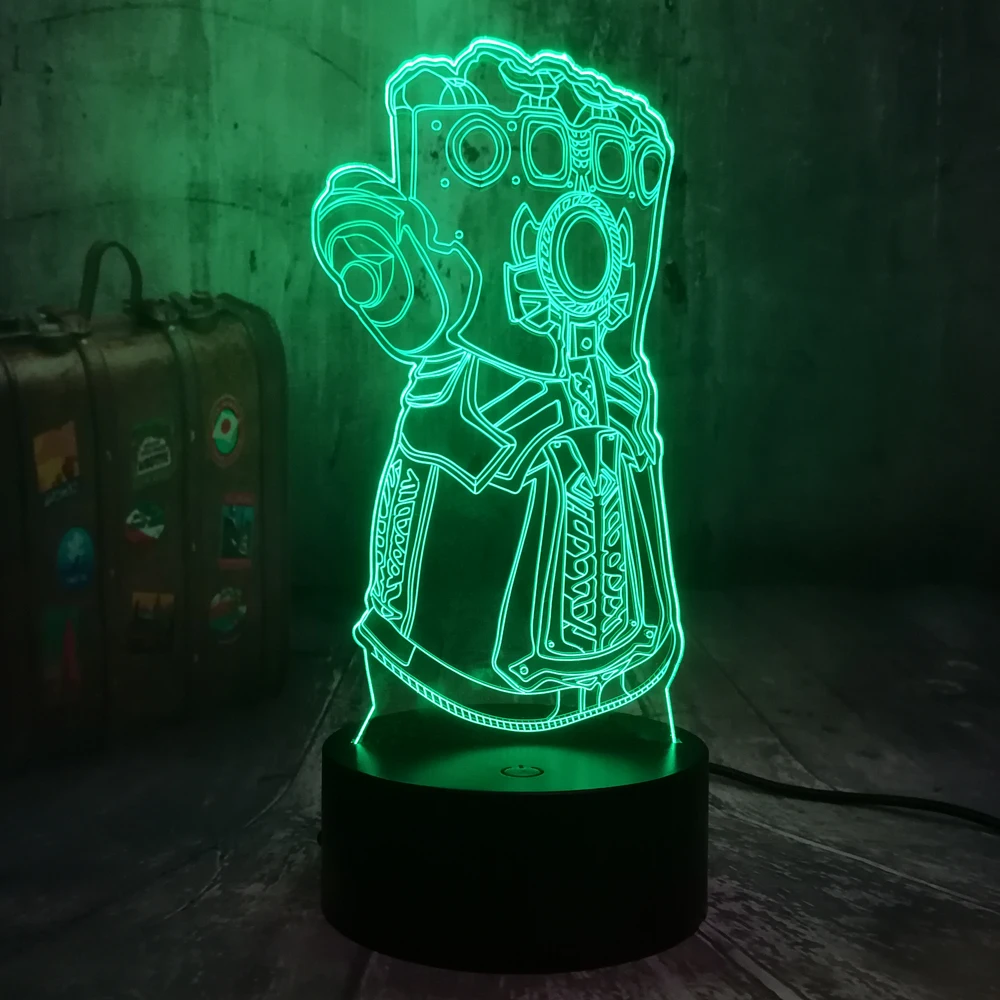 

Avengers Marvel Comics Infinity Gauntlet Villain Thanos 3D LED Night Light Mood Table Lamp Bedroom Decor Kids Toy Christmas Gift
