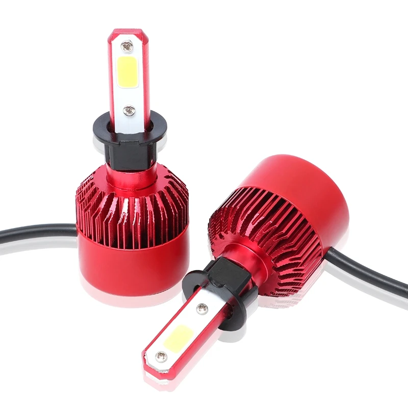 

S2 H3 Car LED Headlight Bulbs 6500K 72W 8000LM COB LED Headlamp Fog Light Red