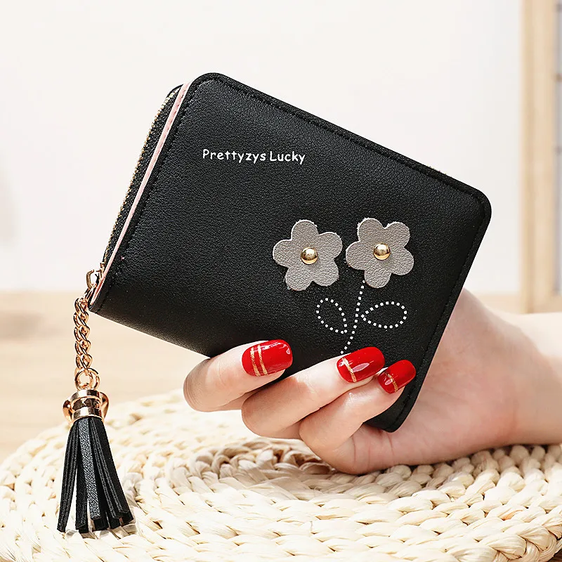 

2019 short women wallet zipper coin bag cute flowers women wallet coin purse credit card holder Clutch Female mini money