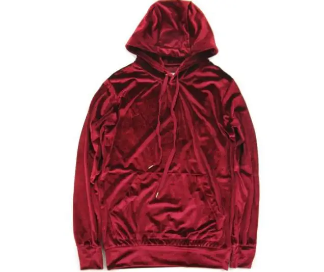 Мужской и женский велюровый бархатный пуловер в стиле хип-хоп, спортивный костюм Kanye, толстовка с капюшоном, штаны для бега, толстовка в уличном стиле, Западный Повседневный популярный - Цвет: Burgundy hoodie