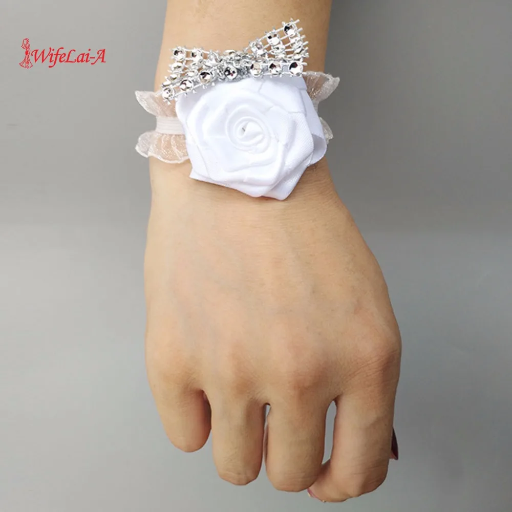 

White Color bridesmaid wrist flower new romantic wedding HandWear Corsages can be customized different colors SW599-J