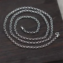 4,0 мм толстое Твердое Серебро 925 O Цепь ожерелье для мужчин женщин античное Стерлинговое Серебро 925 простой тайский серебряный звено цепи 45 см~ 75 см