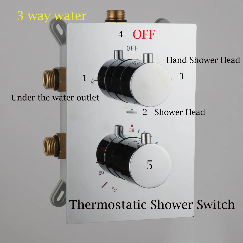 Термостатический смеситель для душа, смесительный клапан, 2 или 3 способа, скрытый, легко монтируемый латунный скрытый клапан, настенное крепление