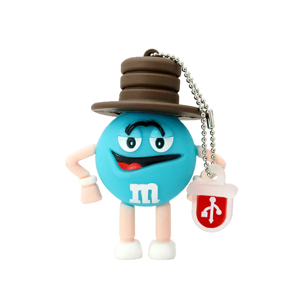 Супер милый USB 2,0 мультфильм шоколад M& M радужные бобы USB флеш-накопитель 4 ГБ 8 ГБ 16 ГБ 32 ГБ 64 ГБ Флешка флеш-карта памяти подарки - Цвет: Blue