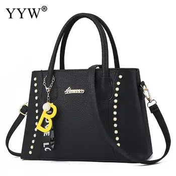 

Large Capacity Women'S Bags Handbags Black Ladies Hand Bags Rivets Top Handle Crossbody Bags For Women Leather Hobo Tote Handbag