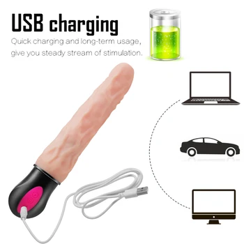 FLXUR 12 Mode Heating Realistic Dildo Vibrator Flexible Soft Silicone Penis G Spot Vagina Vibrator Masturbator Sex Toy For Women 6