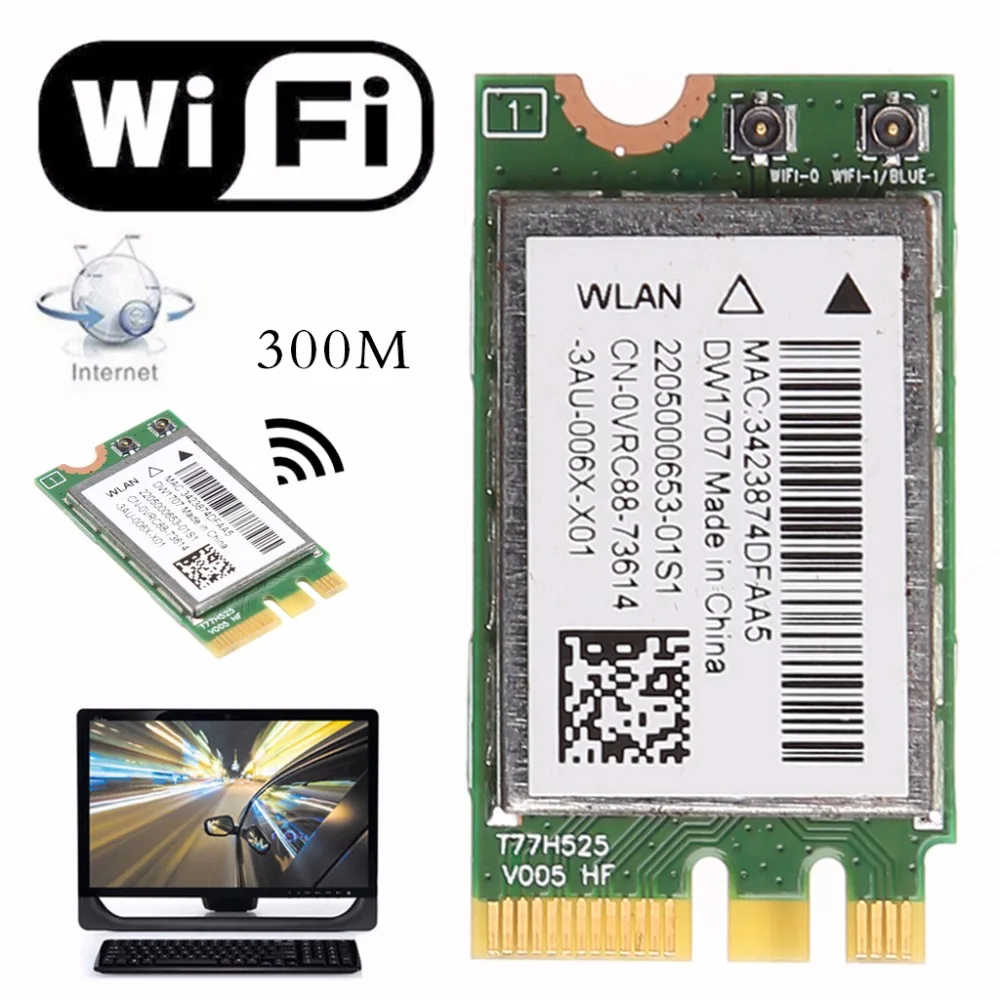 300M Wireless Bluetooth V4.0 Dual Band 867M Bluetooth V4 WIFI WLAN Card For Dell DW1707 VRC88 Qualcomm Atheros wifi and bluetooth card for pc