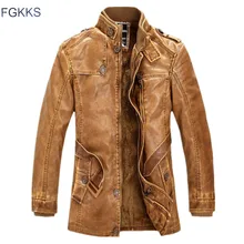 FGKKS, зимняя мужская кожаная замшевая куртка, модный бренд, качественный, с флисовой подкладкой, мотоциклетные пальто из искусственной кожи, мужские кожаные куртки
