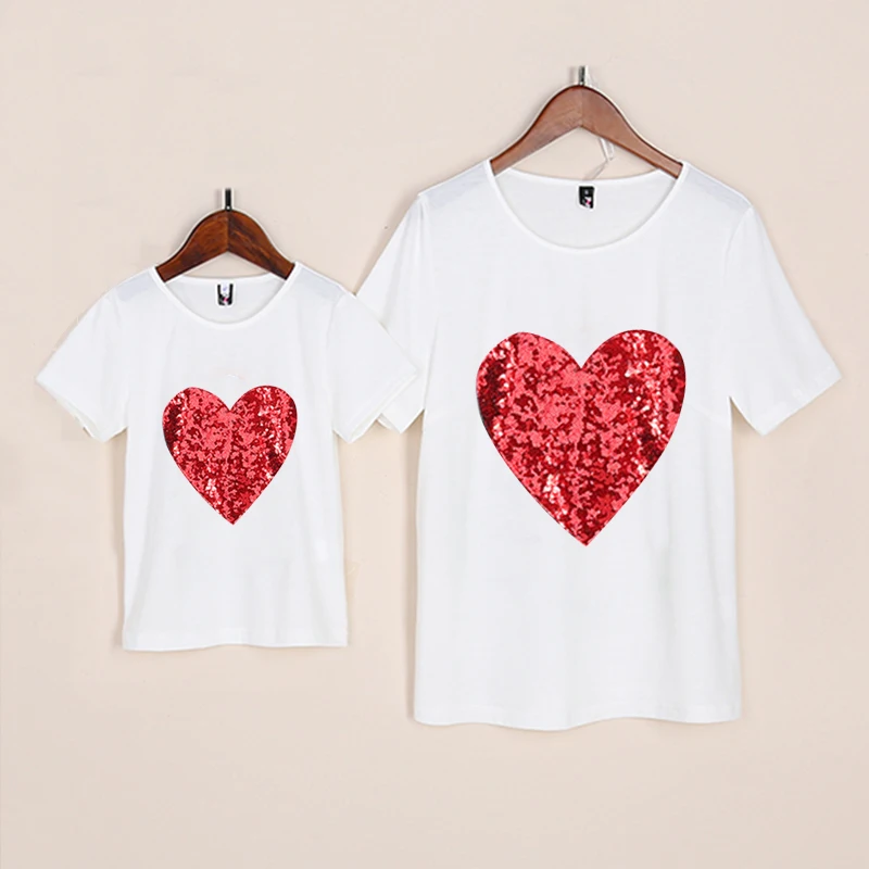 

sequin love mother daughter t shirts family look mommy and me clothes family matching t shirt outfits mom mum and baby dresses