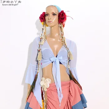 

bellydance costume top Wavy edge butterfly sleeve Practice clothing top dancewear BYY51-55