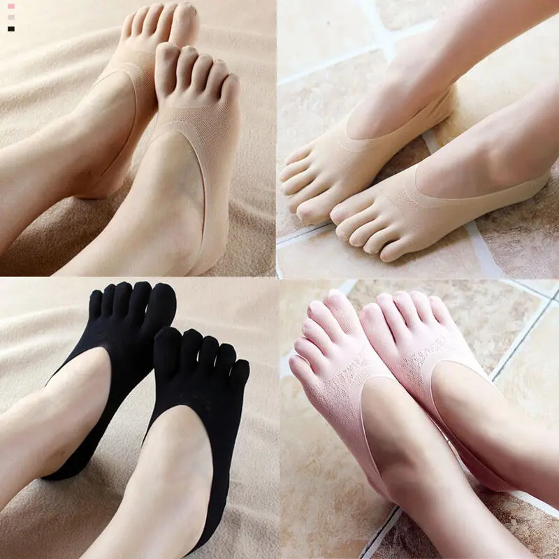 

2019 New Fashion Women Solid Five Finger Toe Socks Seamless Low Cut Crew Ankle Short Modis Invisible Summer Boat Socks Popsocket