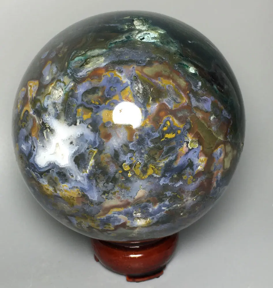 

1102g NATURAL OCEAN JASPER QUARTZ CRYSTAL BALL HEALING led light base