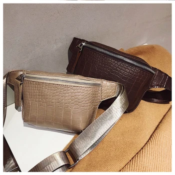 

Vintage Waist Bag Women Alligator PU Leather Belt Bag Waist Pack Travel Belt Wallets Fanny Bags Ladies Small Phone Pouch Bum Bag
