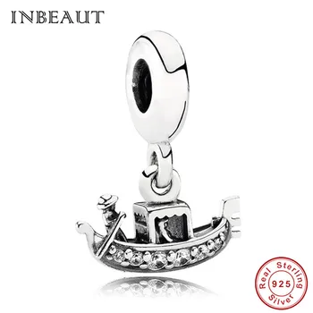 

Vietnam Gondola Charm fit Pandora Bracelet 925 Sterling Silver Light Flat Bottom Boat Wearing Straw Hat Fisherman Beads S925