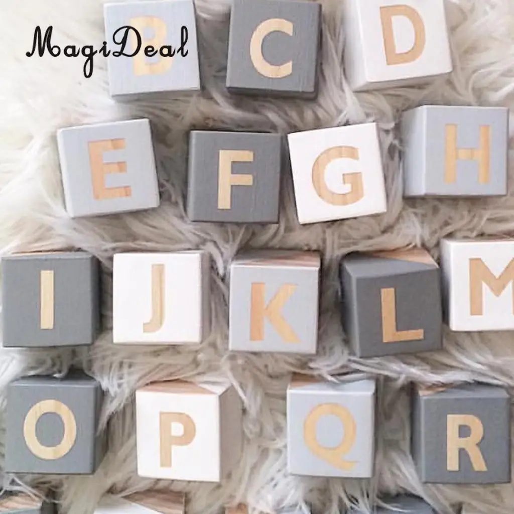 MagiDeal Wooden 26 English Alphabet Letters Kids Educational Toys Embellishenments Reading & Writing Alphabet Blocks alphabet
