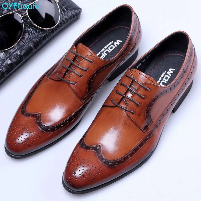 

2019 Vintage Handmade Patined Genuine Leather Shoe Lace Up Wedding Dress Office Party Shoe Designer Mens Oxford Shoes