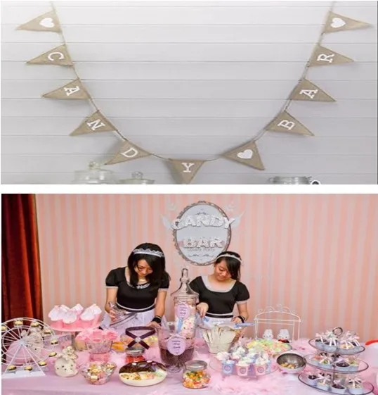 Wedding Decoration Candy Bar Burlap Bunting Jute Bunting Decoracion Wedding Decoration Candy Bar Burlap Bunting Jute Bunting Decoracion