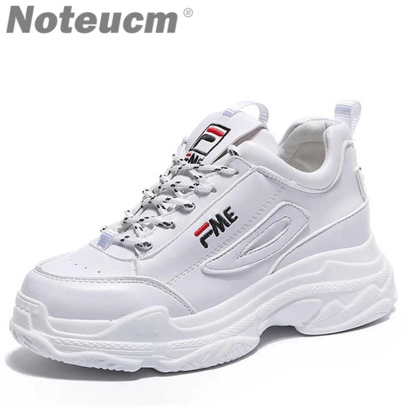 

Ulzzang White 2018 Female High heel Platform Sneakers basket femme superstar thick bottom shoe for women Trainer Wedge soled
