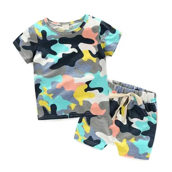 

Kids Boys Clothes Cotton Boys Summer Camouflage Set Short Sleeve O Neck T Shirt Shorts 2-6 Years Old Baby Sports Suits 2pcs/set