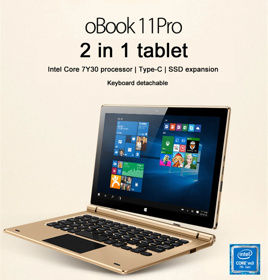 11,6 ''ips Onda Obook 11 Pro Obook11 Pro 2 в 1 планшетный ПК Windows10 Intel Core M3-7Y30 Dual Core 4GB Оперативная память 64 Гб Встроенная память HDMI Тип C