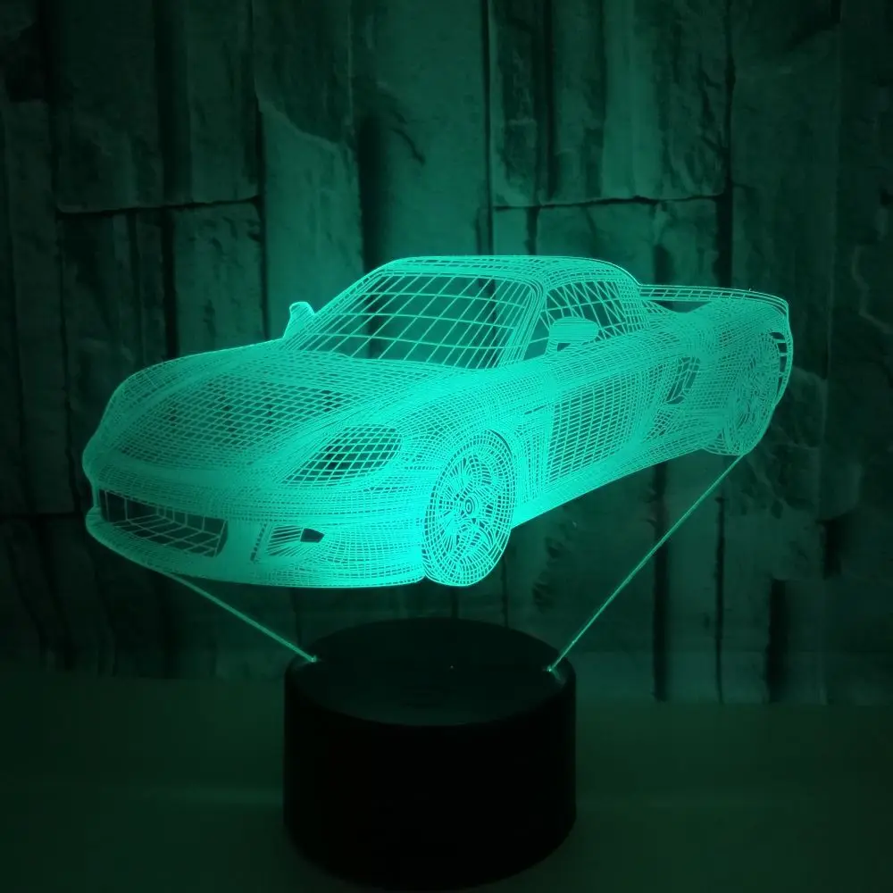 

LED New Creative Sports Car 3D Lamp USB 7 Color Home Decoration Table Lamp Child Bedroom Sleep Night Light Christmas Gift