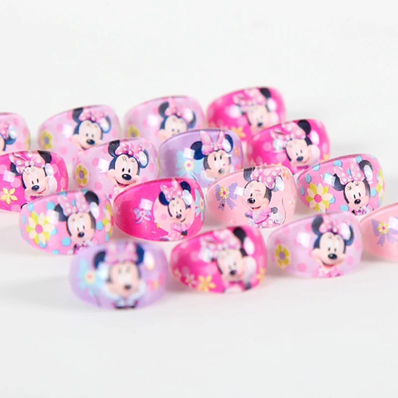 24pcs/lot Minnie Mouse Party Gifts for Guests Rings Kids Finger Rings Baby Birthday Party Decoration Favors Supplies