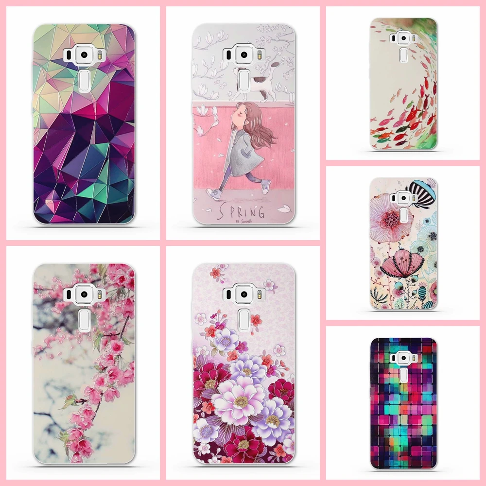 

Luxury Cover for Asus Zenfone 3 Case Silicon TPU Soft 3D Stereo Relief Case for Asus Zenfone 3 ZE552KL 5.5" Cases Back Cover Bag