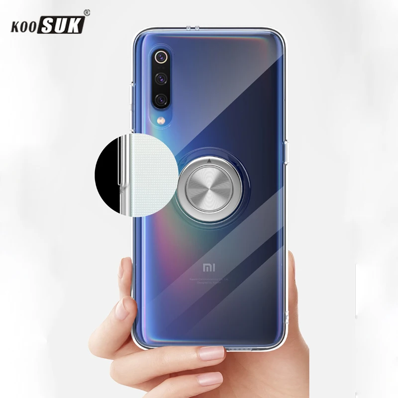 MI 9 Case For Xiaomi 9 Cover Luxury Transparent Soft Silicone Protection Ring Magnetism Phone Shell