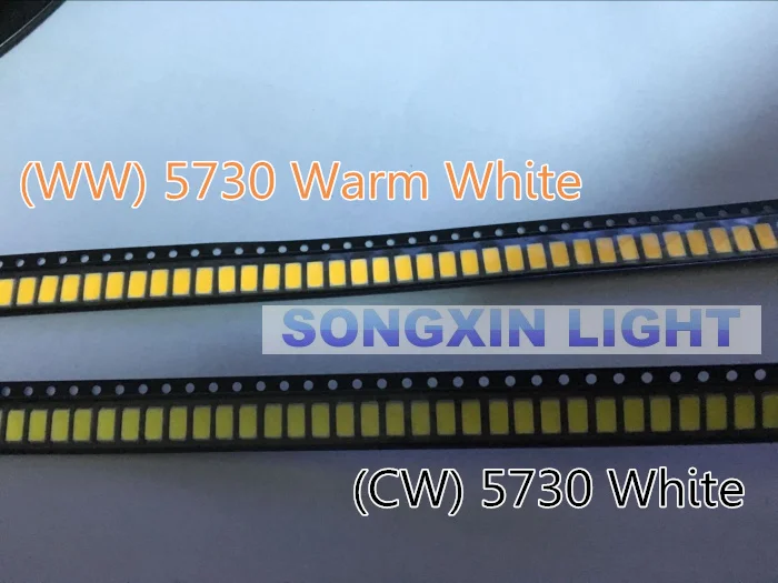 500 шт. 5630 SMD LED поверхностное крепление 5730 ультра Birght диод белый/теплый