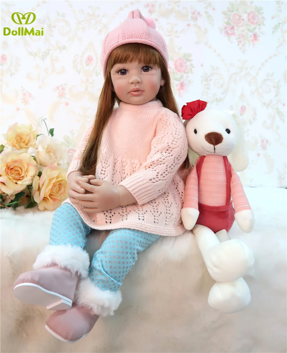 Bebes Reborn Dolls de Silicone Girl хлопковое тело 60 см младенец Кукла реборн игрушки для детей Новорожденный ребенок bebe кукла rebon подарки