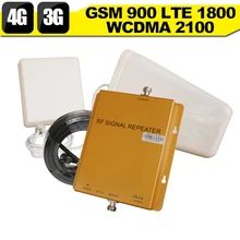 2G 3G 4G Triple band Cell Phone Signal Booster 65dB GSM 900 LTE 1800 WCDMA 2100 mhz Mobile Cellular Signal Repeater Antenna Set
