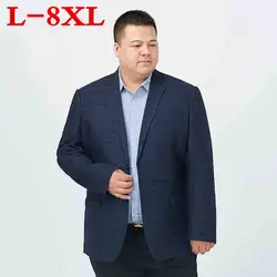Большие размеры 8XL 7XL 6XL 5XL Мужские корейский свободный крой Модный хлопковый Блейзер костюм куртка Большие размеры мужские пиджаки мужские