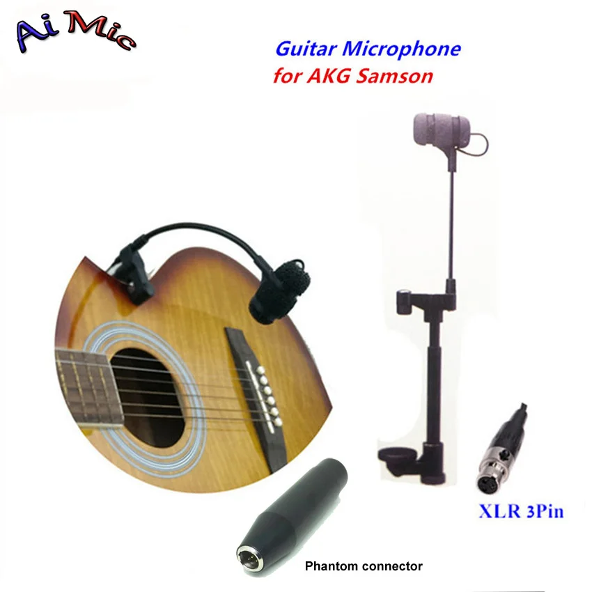 

Top Gooseneck Instrument Microphone Music Guitar Microfone Transmitter with Mini XLR 3pin for AKG Samson Wireless System Mic