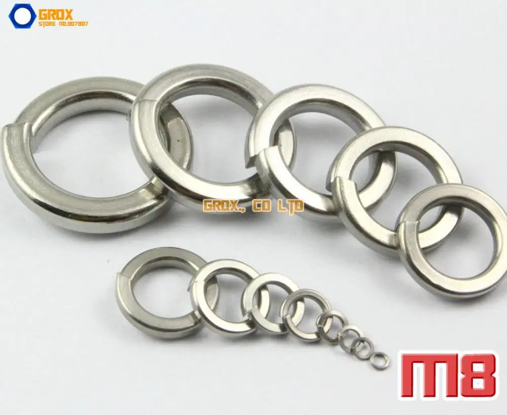 100 QTY:100 M8 Stainless Steel DIN127 Split Lock Washers 8mm Spring Washer 