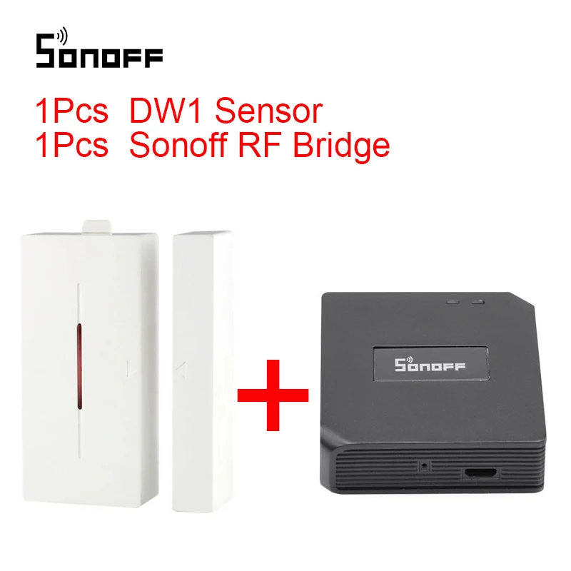 Sonoff ПИР 2 Сенсор/DW1 двери и окна аварийных Сенсор РФ мост 433 МГц Wi-Fi Беспроводной преобразователь сигнала для умного дома безопасности Наборы - Комплект: DW1 add RF Bridge