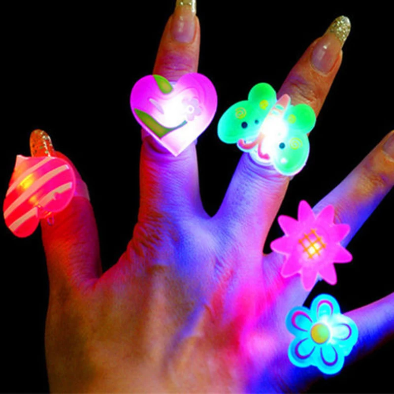 10 шт случайный детский игрушечный светодиодный мигающий светильник, кольцо на палец, мигающие вечерние светящиеся кольца на палец, светящиеся кольца на палец, светящиеся на день, подарки для детей