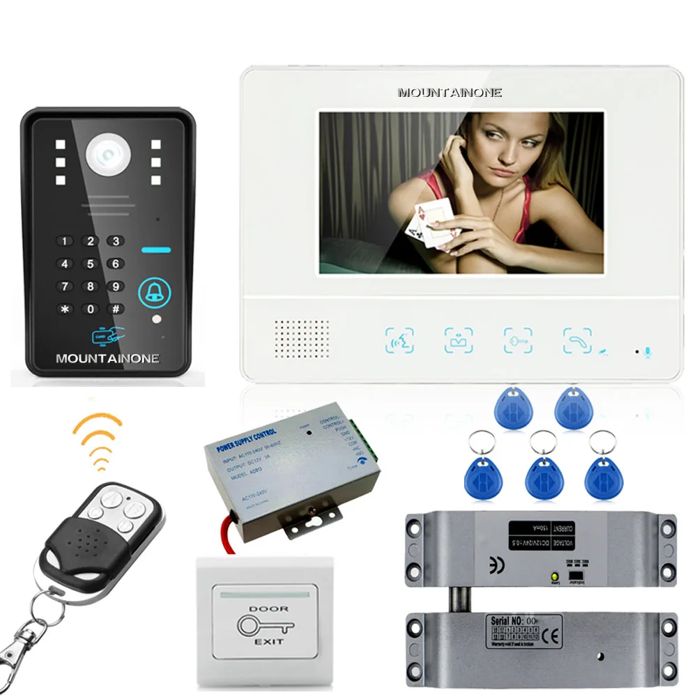7\ RFID Password Video Door Phone Intercom System Doorbell Camera 1000TVL + Electric Drop Bolt Lock